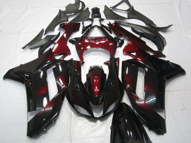 Kawasaki ZX6R Motorrad Verkleidung 2007-2008 - Schwarz Dunkel rot