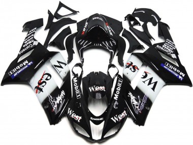 Kawasaki ZX6R Motorrad Verkleidung 2007-2008 - Schwarz Weiss Weste Mobil