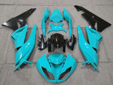 Kawasaki ZX6R Motorrad Verkleidung 2007-2008 - Turkis Blau Schwarz Matt Schwarz