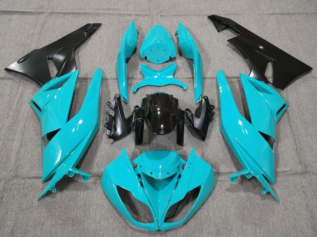Kawasaki ZX6R Motorrad Verkleidung 2007-2008 - Turkis Blau Schwarz Matt Schwarz