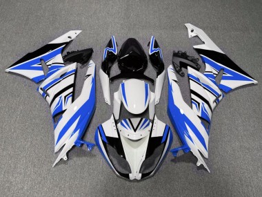 Kawasaki ZX6R Motorrad Verkleidung 2007-2008 - Weiss Blau Schwarz