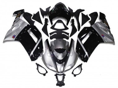 Kawasaki ZX6R Motorrad Verkleidung 2007-2008 - Silber Schwarz Elf
