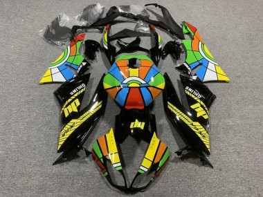 Kawasaki ZX6R Motorrad Verkleidung 2009-2012 - Glanzendes Schwarz Multicolor