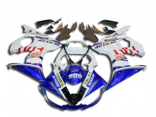 Yamaha YZF R6 Motorrad Verkleidung 2003-2004 - Weiss Blau Rot Fiat Motul Dunlop Michelin