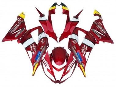 Kawasaki ZX6R Motorrad Verkleidung 2013-2018 - Rot Gelb Weiss Blau