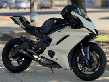 Kawasaki ZX6R Motorrad Verkleidung 2013-2018 - Creme Weiss Matt Schwarz