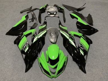 Kawasaki ZX6R Motorrad Verkleidungen Kit 2013-2018 - Grun Glanzendes Schwarz