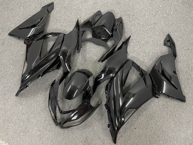 Kawasaki ZX6R Motorrad Verkleidung 2013-2018 - Glanzendes Schwarz Matt Schwarz