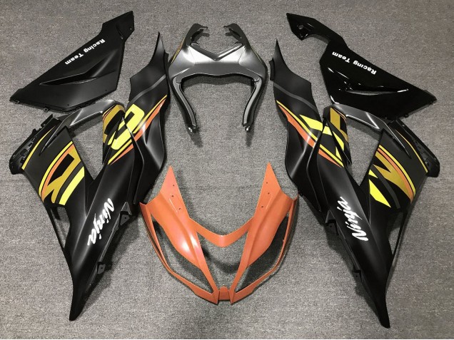 Kawasaki ZX6R Motorrad Verkleidung 2013-2018 - Matt Schwarz Orange Gold