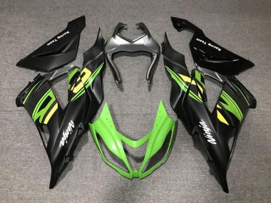 Kawasaki ZX6R Motorrad Verkleidung 2013-2018 - Matt Schwarz Grun Gelb