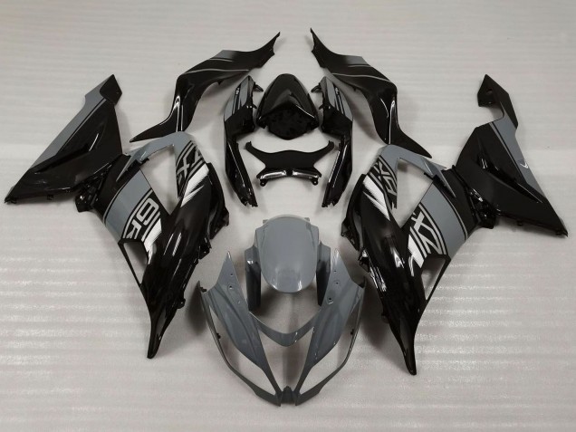 Kawasaki ZX6R Motorrad Verkleidung 2013-2018 - Nardo Grau Glanzendes Schwarz