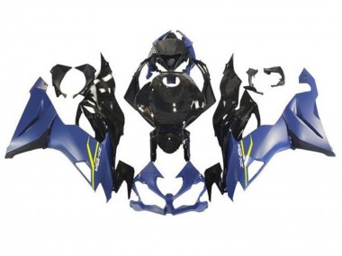 Kawasaki ZX6R Motorrad Verkleidung 2019-2022 - Matt Blau Glanzendes Schwarz