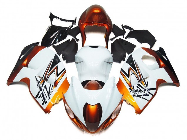 Suzuki GSXR 1300 Hayabusa Motorrad Verkleidung 1996-2007 - Weiss Orange Schwarz
