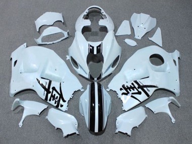 Suzuki GSXR 1300 Hayabusa Motorrad Verkleidung 1996-2007 - Weiss Schwarz Streifen