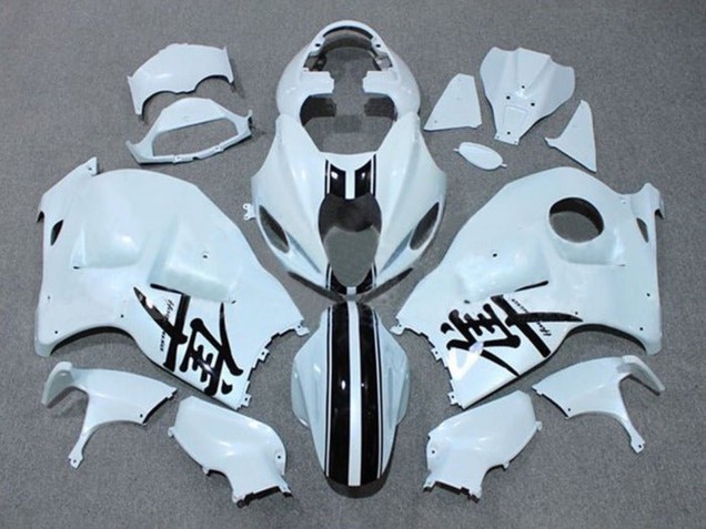 Suzuki GSXR 1300 Hayabusa Motorrad Verkleidung 1996-2007 - Weiss Schwarz Streifen