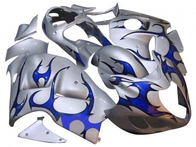 Suzuki GSXR 1300 Hayabusa Motorrad Verkleidung 1996-2007 - Silber Blau Tribal