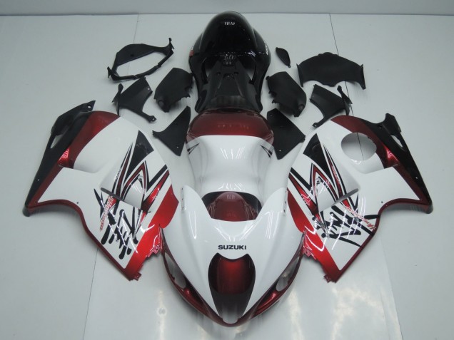 Suzuki GSXR 1300 Hayabusa Motorrad Verkleidung 1996-2007 - Weiss Bonbon Rot Schwarz
