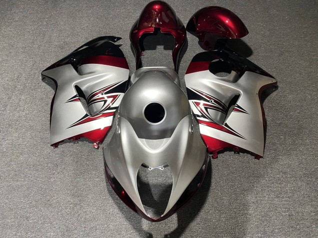 Suzuki GSXR 1300 Hayabusa Motorrad Verkleidung 1996-2007 - Silber Bonbon Rot