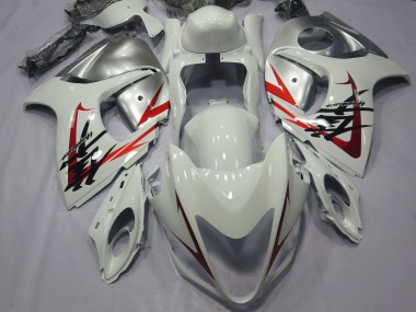 Suzuki GSXR 1300 Hayabusa Motorrad Verkleidung 2008-2020 - Weiss Rot Silber