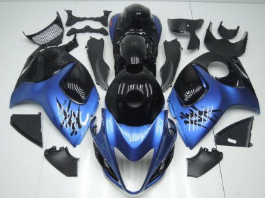 Suzuki GSXR 1300 Hayabusa Motorrad Verkleidung 2008-2020 - Glanzendes Schwarz Hellblau