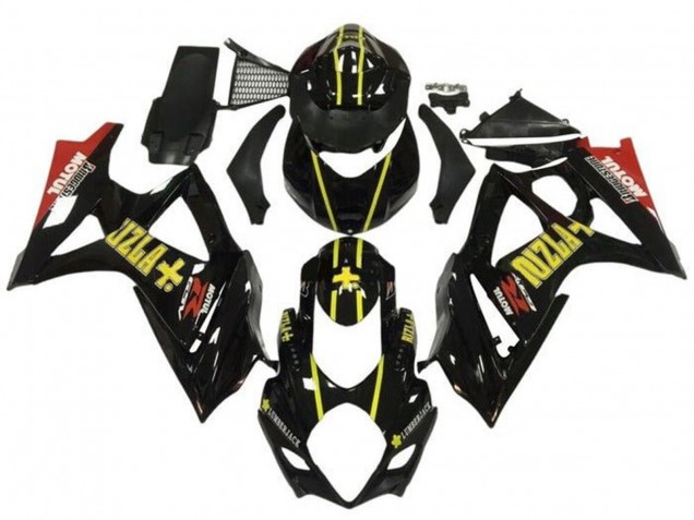 Suzuki GSXR 1000 Motorrad Verkleidung 2005-2006 - Schwarzes Gold Rizla Rot