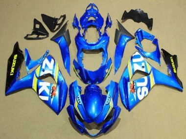 Suzuki GSXR 1000 Motorrad Verkleidung 2009-2016 - Blau Weiss Gelb Streifen Schwarz