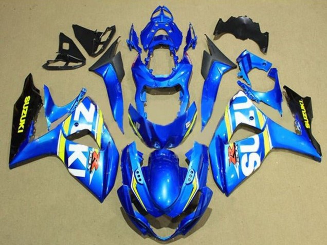 Suzuki GSXR 1000 Motorrad Verkleidung 2009-2016 - Blau Weiss Gelb Streifen Schwarz