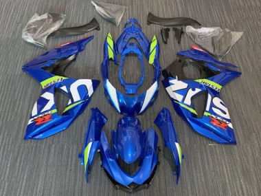 Suzuki GSXR 1000 Motorrad Verkleidung 2009-2016 - Blau Neon Grun Weiss Ecstar