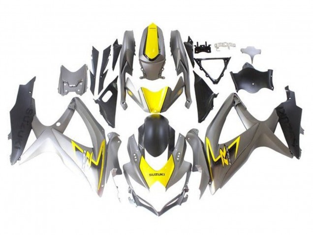 Suzuki GSXR 600 / GSXR 750 Motorrad Verkleidung 2008-2010 - Silber Gelb Schwarz