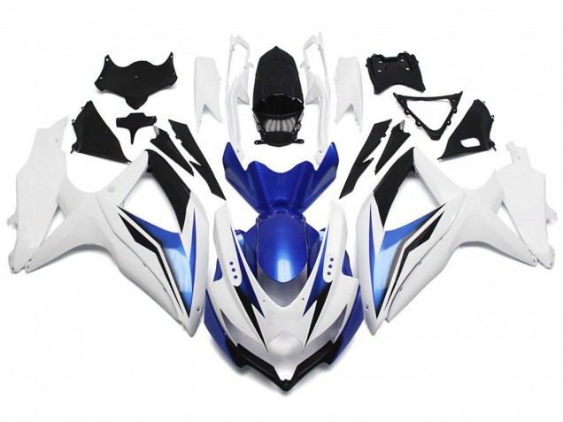 Suzuki GSXR 600 / GSXR 750 Motorrad Verkleidung 2008-2010 - Weiss Blau Schwarz