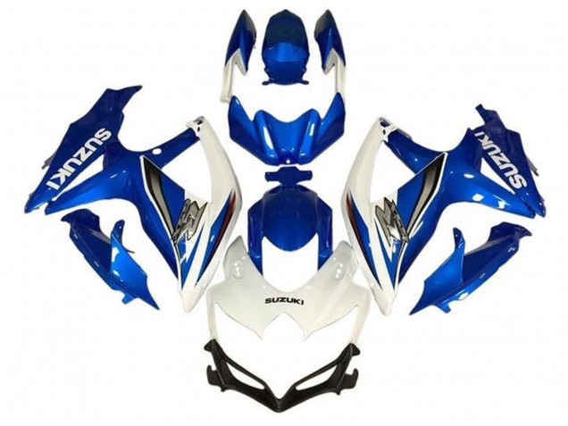 Suzuki GSXR 600 / GSXR 750 Motorrad Verkleidung 2008-2010 - Weiss Blau Silber