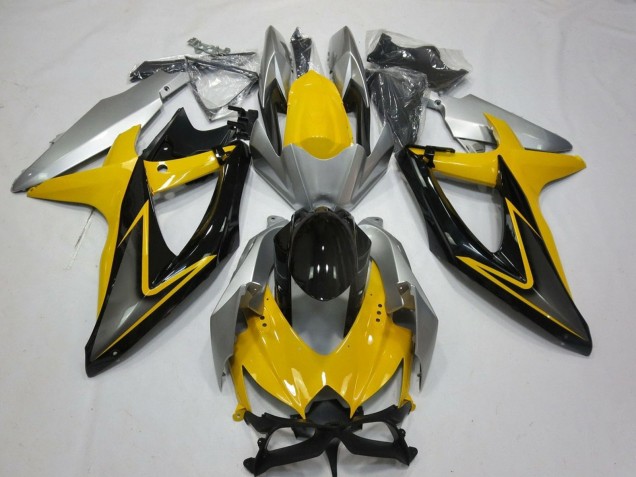 Suzuki GSXR 600 / GSXR 750 Motorrad Verkleidung 2008-2010 - Gelb Silber Grau Schwarz
