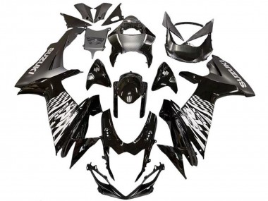 Suzuki GSXR 600 / GSXR 750 Motorrad Verkleidung 2011-2024 - Glanzendes Schwarz Silber