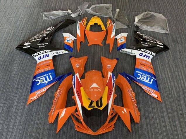 Suzuki GSXR 600 / GSXR 750 Motorrad Verkleidung 2011-2024 - Orange Blau Weiss Schwarz Gelb 20