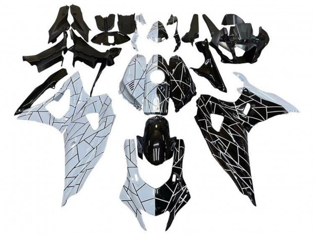 Yamaha YZF R7 Motorrad Verkleidung 2021-2024 - Weiss Schwarz Geteiltes Streifen