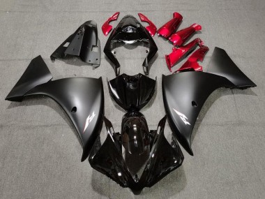 Yamaha YZF 1000 R1 Motorrad Verkleidung 2009-2011 - Glanzendes Schwarz Matt Schwarz Rot