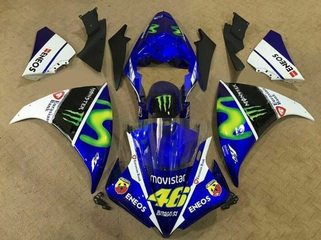 Yamaha YZF 1000 R1 Motorrad Verkleidung 2009-2011 - Blau Weiss Schwarz Grun MoviStar Monster