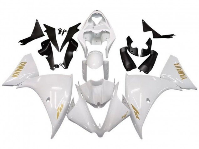 Yamaha YZF 1000 R1 Motorrad Verkleidung 2009-2011 - Weiss Gold Aufkleber