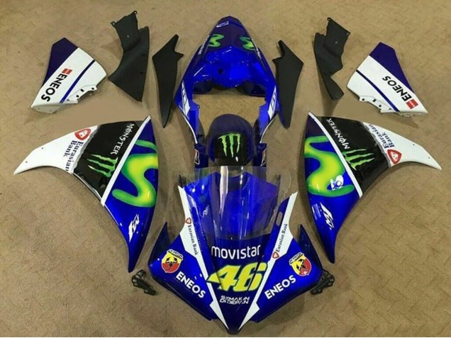 Yamaha YZF 1000 R1 Motorrad Verkleidung 2012-2014 - Blau Weiss Schwarz Grun MoviStar Monster ENEOS