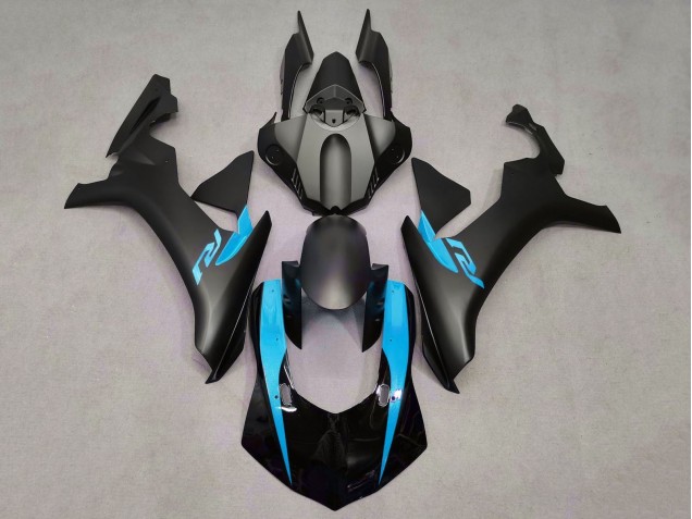 Yamaha YZF 1000 R1 Motorrad Verkleidung 2015-2019 - Matt Schwarz Glanzendes Schwarz Hellblau