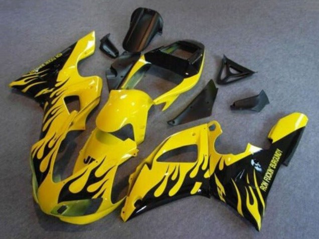 Yamaha YZF 1000 R1 Motorrad Verkleidung 1998-1999 - Gelb Schwarz Flamme