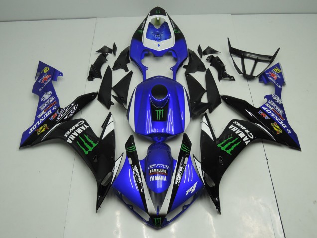 Yamaha YZF 1000 R1 Motorrad Verkleidung 2004-2006 - Blau Weiss Schwarz Grun Monster Energy