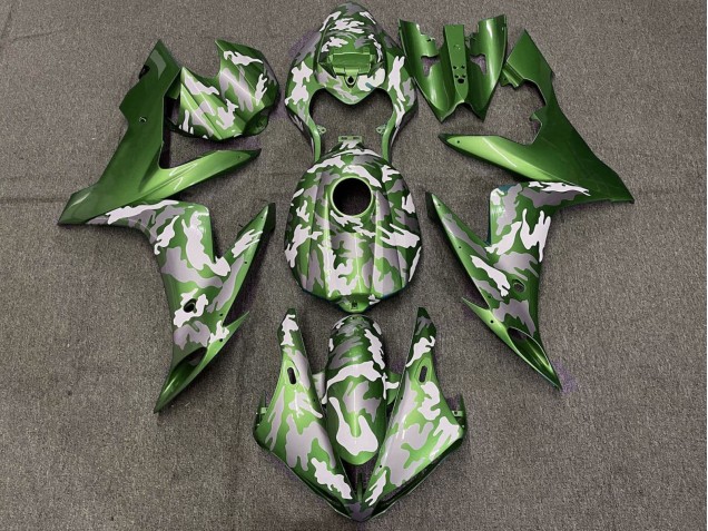 Yamaha YZF 1000 R1 Motorrad Verkleidung 2004-2006 - Grun Weiss Grau Camouflage