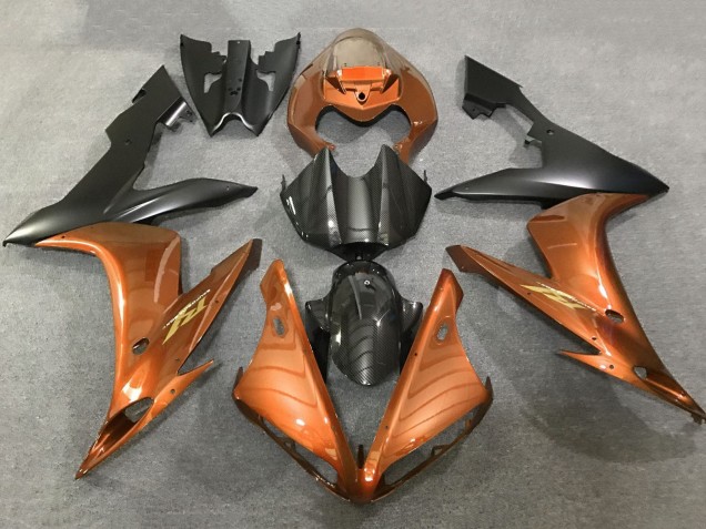 Yamaha YZF 1000 R1 Motorrad Verkleidung 2004-2006 - Orange Kunst Carbonfaser Matt Schwarz