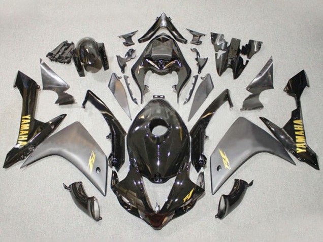 Yamaha YZF 1000 R1 Motorrad Verkleidung 2007-2008 - Grau Glanzendes Schwarz Gold Aufkleber