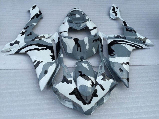 Yamaha YZF 1000 R1 Motorrad Verkleidung 2007-2008 - Weiss Grau Schwarz Camouflage