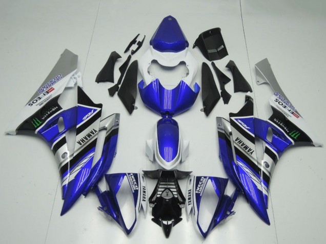 Yamaha YZF R6 Motorrad Verkleidung 2006-2007 - Weiss Blau Silber Schwarz ENEOS Monster