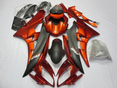 Yamaha YZF R6 Motorrad Verkleidung 2006-2007 - Orange Matt Schwarz