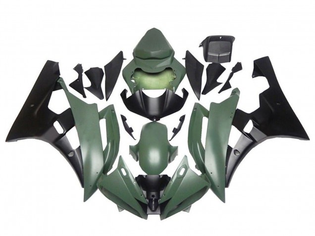 Yamaha YZF R6 Motorrad Verkleidung 2006-2007 - Armee Grun Mattschwarz