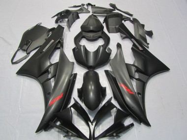Yamaha YZF R6 Motorrad Verkleidung 2006-2007 - Matt Schwarz Rot Aufkleber
